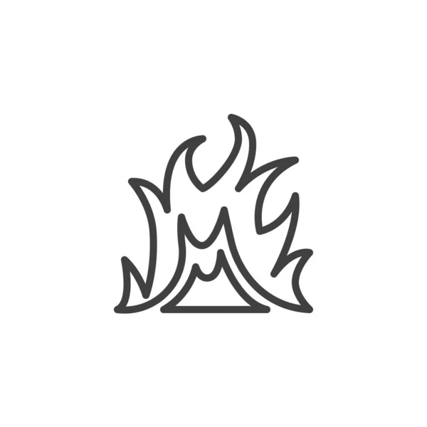Vuur vlam lijn pictogram — Stockvector