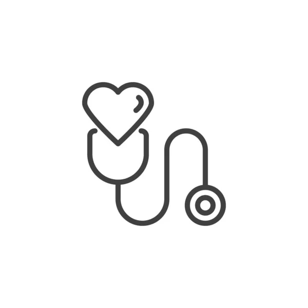 Stethoscoop en icoon hartlijn — Stockvector