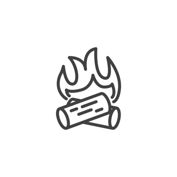 Feuerholz Flammenlinie Symbol — Stockvektor