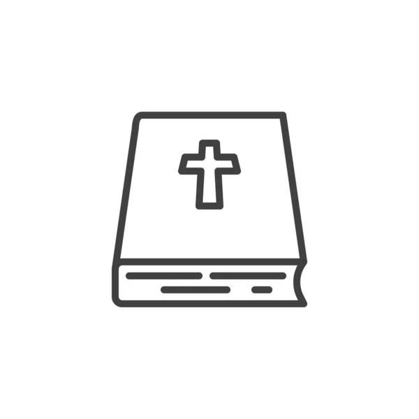 Kutsal haç çizgisi simgesi olan İncil kitabı — Stok Vektör