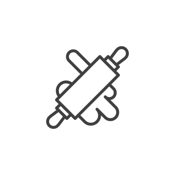 Rolling pin with dough line icon — Stockový vektor