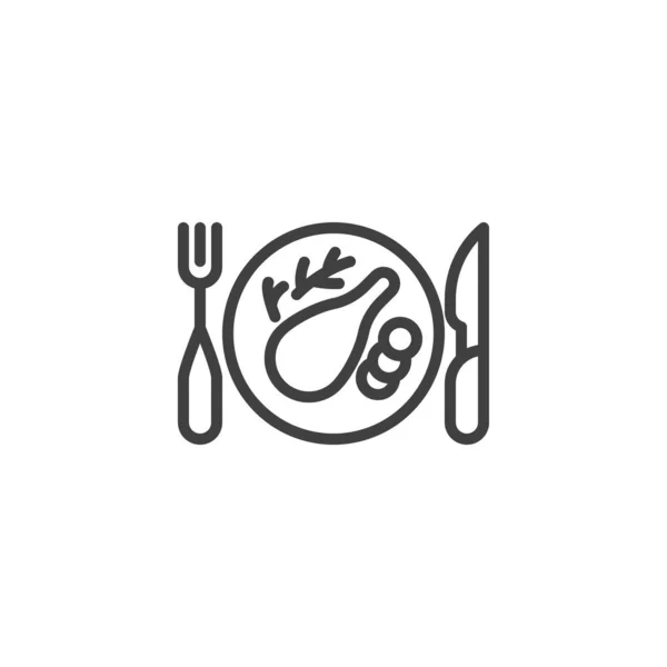 Ícone de linha de jantar de Ação de Graças —  Vetores de Stock