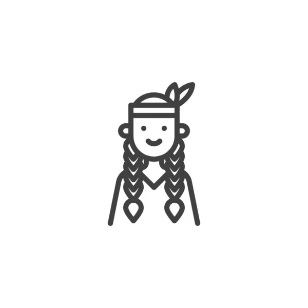 Icône de ligne homme amérindien — Image vectorielle