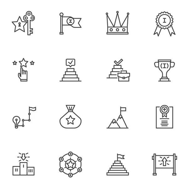 Conjunto de iconos de línea de logro de éxito — Vector de stock