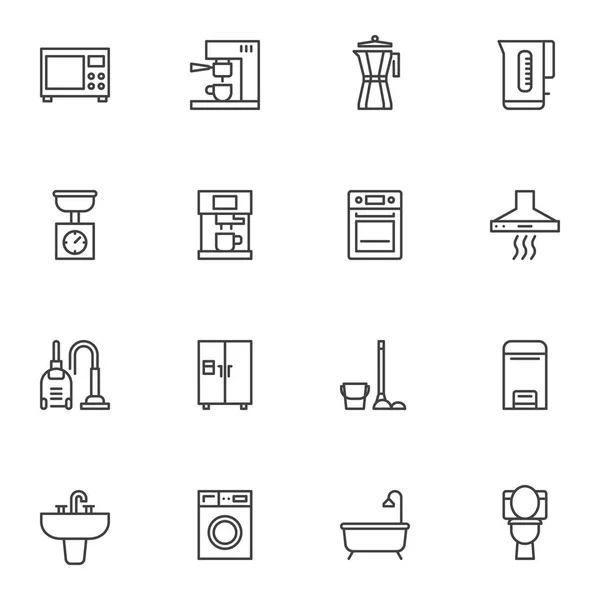Home appliances line icons set — Stock Vector