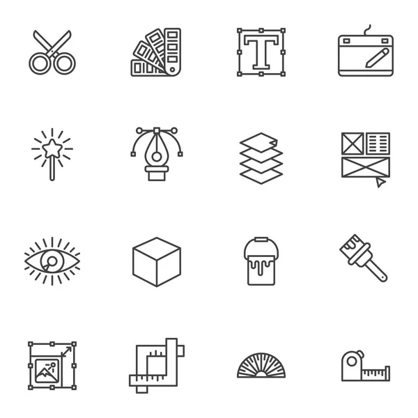 Набор иконок линейки инструментов графического дизайна — стоковый вектор