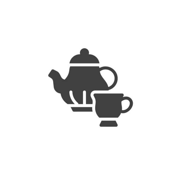 Théière et thé tasse vecteur icône — Image vectorielle