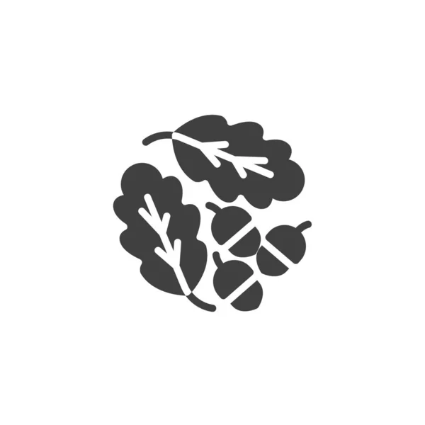 Oak leaves and acorns vector icon — Stock Vector