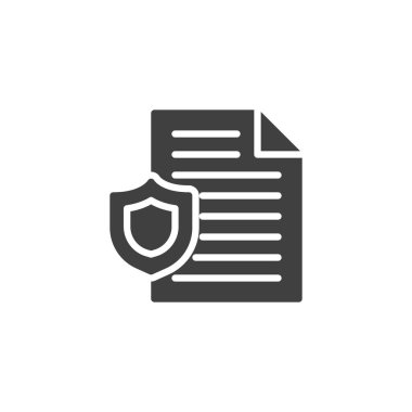 Belge Koruma Vektör simgesi. Mobil konsept ve web tasarımı için düz tabela. Korunan belge simgesi. Sembol, logo çizimi. Vektör grafikleri