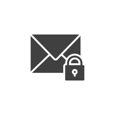 Yazışma koruma vektör simgesi. Mobil konsept ve web tasarımı için düz tabela. E- posta güvenliği, veri koruma sembolü. Sembol, logo çizimi. Vektör grafikleri