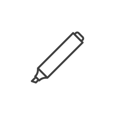 İşaret çizgisi simgesi. Mobil konsept ve web tasarımı için doğrusal biçim işareti. Kalem çizgisi vektör simgesini vurgula. Sembol, logo çizimi. Vektör grafikleri