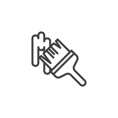 Fırça çizgisi simgesi boyanıyor. Mobil konsept ve web tasarımı için doğrusal biçim işareti. Fırça dış hat vektör simgesini boya. Sembol, logo çizimi. Vektör grafikleri