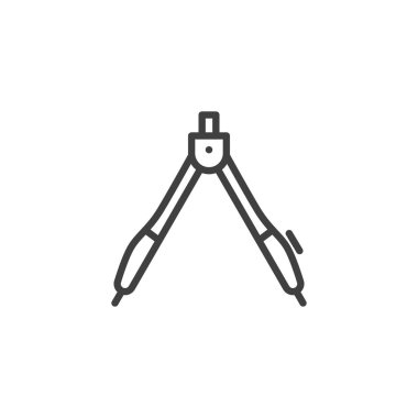 Pusula çizgi simgesi çiziliyor. Mobil konsept ve web tasarımı için doğrusal biçim işareti. Böcü, Circinus ana hatlı vektör ikonu. Sembol, logo çizimi. Vektör grafikleri