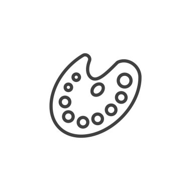 Renk paleti çizgi simgesi. Mobil konsept ve web tasarımı için doğrusal biçim işareti. Palet dış hat vektör simgesini boya. Sanat sembolü, logo illüstrasyonu. Vektör grafikleri