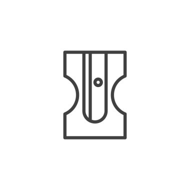 Kalem açacağı çizgisi simgesi. Mobil konsept ve web tasarımı için doğrusal biçim işareti. Keskinleştirici ana hat vektör simgesi. Sembol, logo çizimi. Vektör grafikleri