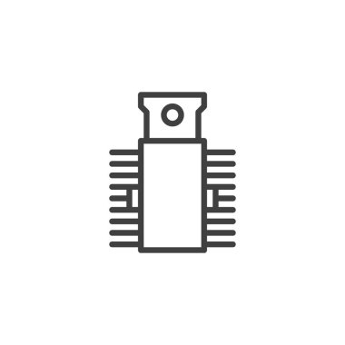 Mikroçip hattı simgesi. Mobil konsept ve web tasarımı için doğrusal biçim işareti. İşlemci, çip ana hat vektör simgesi. Sembol, logo çizimi. Vektör grafikleri