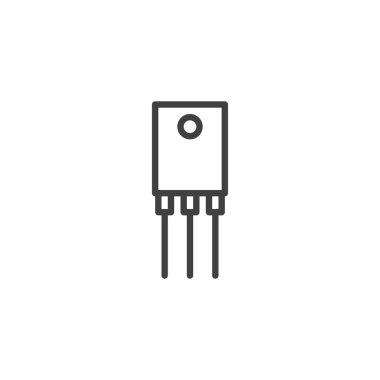 Elektronik transistör hattı simgesi. Mobil konsept ve web tasarımı için doğrusal biçim işareti. Güç transistörü ana hatlı vektör simgesi. Sembol, logo çizimi. Vektör grafikleri