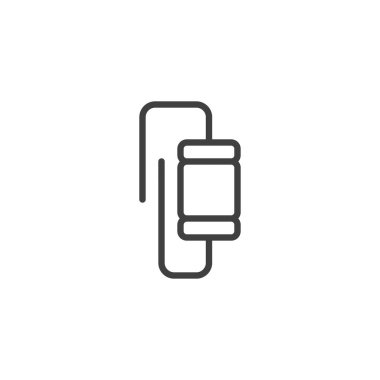 Elektronik bileşen, varistor çizgisi simgesi. Mobil konsept ve web tasarımı için doğrusal biçim işareti. Direnç, yarı iletken ana hat vektör ikonu. Kapasitör sembolü, logo çizimi. Vektör grafikleri