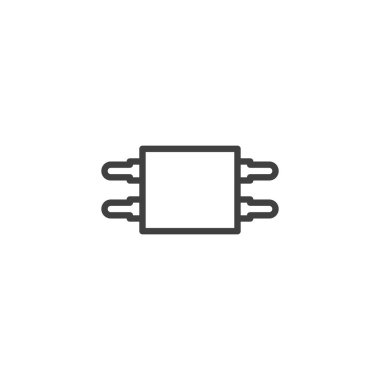 Bilgisayar çipi çizgi simgesi. Mobil konsept ve web tasarımı için doğrusal biçim işareti. İşlemci, mikroçip ana hatlı vektör simgesi. Sembol, logo çizimi. Vektör grafikleri