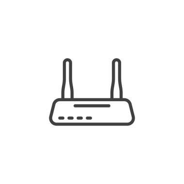 Wifi Router hat simgesi. Mobil konsept ve web tasarımı için doğrusal biçim işareti. Wifi Modem ana hatlı vektör simgesi. Sembol, logo çizimi. Vektör grafikleri