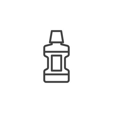 Ağız gargarası çizgi ikonu. Mobil konsept ve web tasarımı için doğrusal biçim işareti. Ağız yıkama vektör ikonu. Sembol, logo çizimi. Vektör grafikleri
