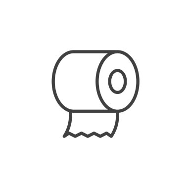 Tuvalet kağıdı rulo çizgisi ikonu. Mobil konsept ve web tasarımı için doğrusal biçim işareti. Tuvalet kağıdı ana hatları vektör simgesi. Sembol, logo çizimi. Vektör grafikleri