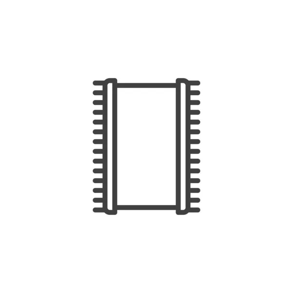 Cpu Processor Line Icon Microchip Linear Style Sign Mobile Concept — Stock Vector