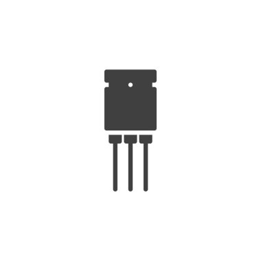 Elektronik Transistör vektör simgesi. Mobil konsept ve web tasarımı için düz tabela. Yarı iletken kabartma simgesi. Sembol, logo çizimi. Vektör grafikleri