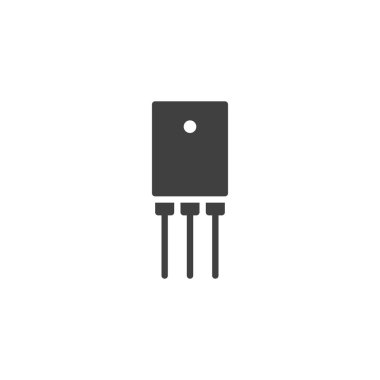 Elektronik transistör vektör simgesi. Mobil konsept ve web tasarımı için düz tabela. Güç transistörü simgesi. Sembol, logo çizimi. Vektör grafikleri