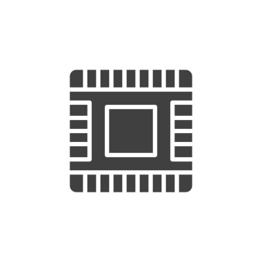Bilgisayar çipi vektör simgesi. Mikroçip mobil konsept ve web tasarımı için düz tabela doldurdu. Merkezi Bilgisayar işlemci simgesi. Sembol, logo çizimi. Vektör grafikleri