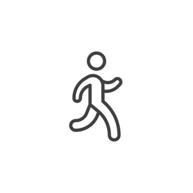 Atletizm sporunun simgesi. Mobil konsept ve web tasarımı için doğrusal biçim işareti. Egzersiz ana hatlı vektör simgesi çalıştırılıyor. Sembol, logo çizimi. Vektör grafikleri
