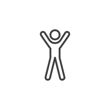 Eller egzersiz çizgisi simgesine. Mobil konsept ve web tasarımı için doğrusal biçim işareti. Jack egzersiz anahat vektör simgesi atlanıyor. Sembol, logo çizimi. Vektör grafikleri