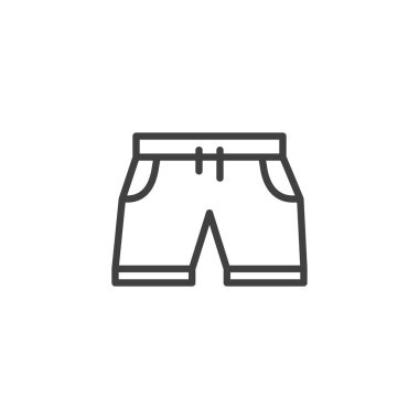 Spor şortu çizgisi simgesi. Mobil konsept ve web tasarımı için doğrusal biçim işareti. Günlük şortlar ana hatları vektör simgesi. Sembol, logo çizimi. Vektör grafikleri