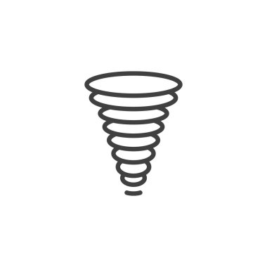 Kasırga rüzgarı, hava durumu ikonu. Mobil konsept ve web tasarımı için doğrusal biçim işareti. Kasırga Rüzgârı ana hatlı vektör simgesini emiyor. Sembol, logo çizimi. Vektör grafikleri