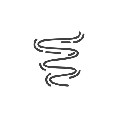 Rüzgar üfleme çizgisi simgesi. Mobil konsept ve web tasarımı için doğrusal biçim işareti. Rüzgar, hava çizgisi vektör simgesi. Sembol, logo çizimi. Vektör grafikleri