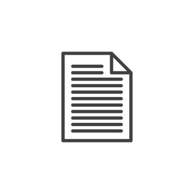 Kağıt listesi satır simgesi. Mobil konsept ve web tasarımı için doğrusal biçim işareti. Belge dosya ana hatları vektör simgesi. Sembol, logo çizimi. Vektör grafikleri