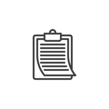 Liste satırı simgesi yapmak için. Mobil konsept ve web tasarımı için doğrusal biçim işareti. Kağıt panosu belge ana hatlı vektör simgesi. Sembol, logo çizimi. Vektör grafikleri