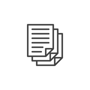 Belge katmanları çizgi simgesi. Mobil konsept ve web tasarımı için doğrusal biçim işareti. Belge dosya yığını ana hat vektör simgesi. Sembol, logo çizimi. Vektör grafikleri