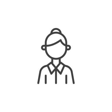 Genç kadın avatar çizgisi simgesi