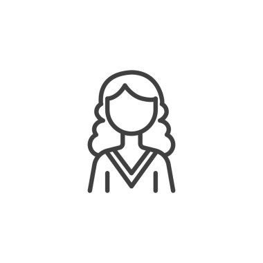 Genç kadın avatar çizgisi simgesi