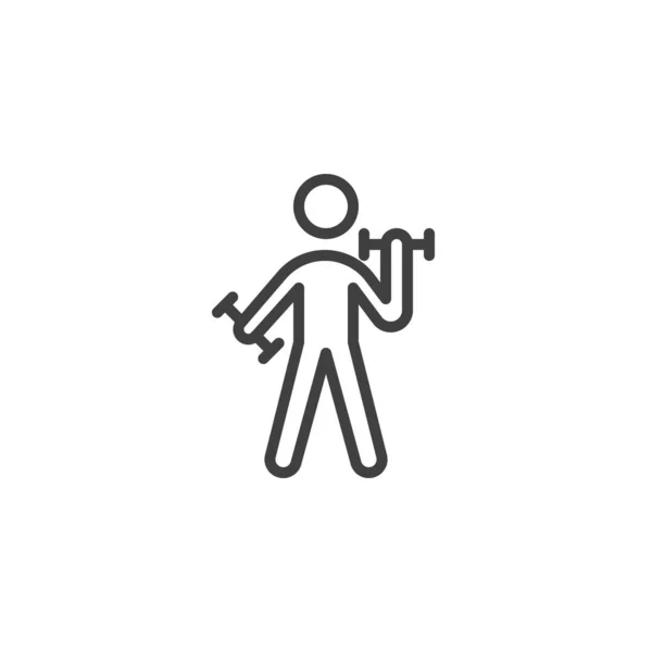 Hombre Con Mancuernas Icono Línea Signo Estilo Lineal Para Concepto — Vector de stock