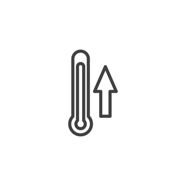 Temperatuur omhoog pijl lijn pictogram — Stockvector