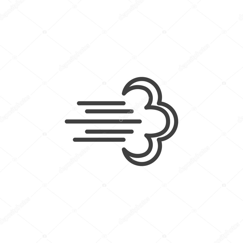 Gust of wind blow line icon. linear style sign for mobile concept and web design. Blast of wind outline vector icon. Symbol, logo illustration. Vector graphics