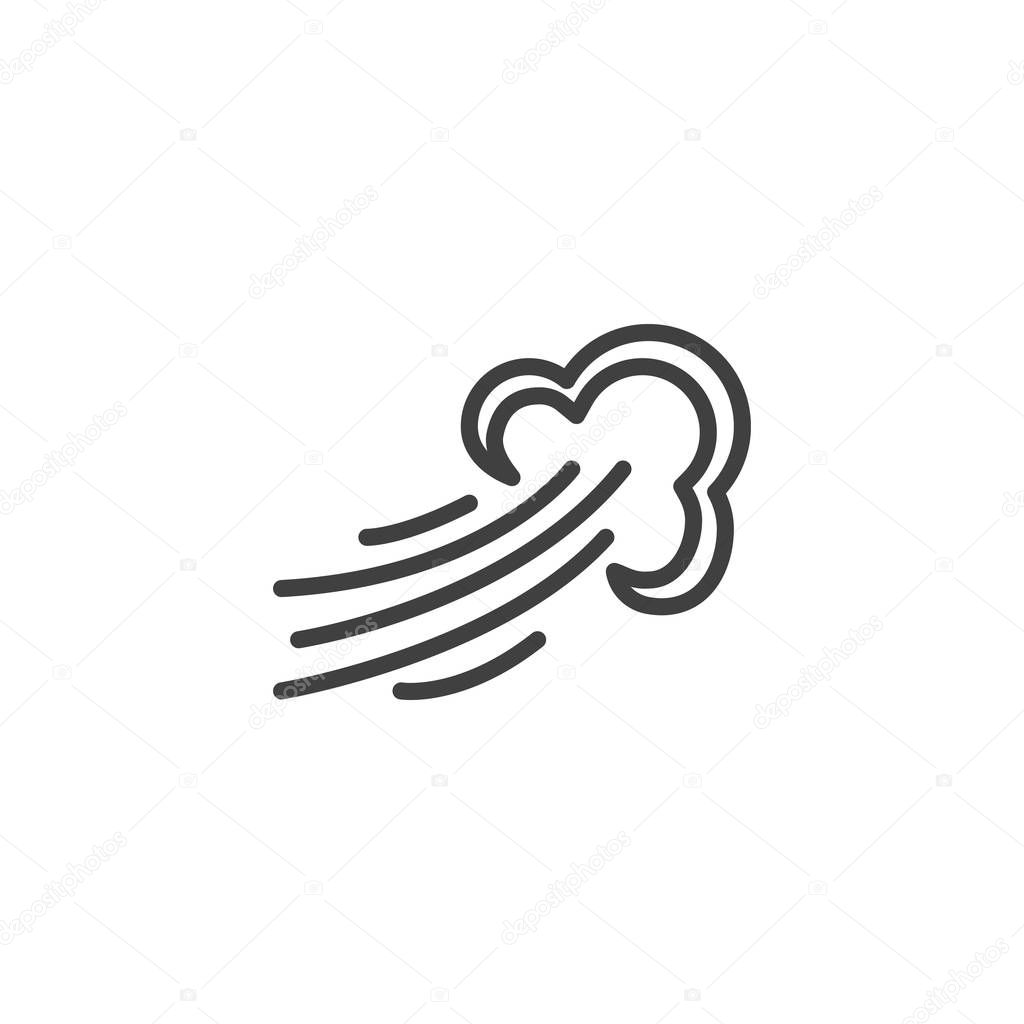 Blast of wind line icon. linear style sign for mobile concept and web design. Gust of wind blow outline vector icon. Symbol, logo illustration. Vector graphics