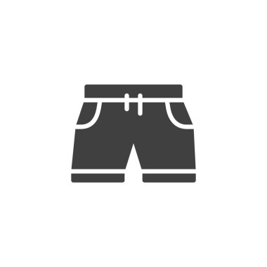 Spor şortu vektör simgesi. Mobil konsept ve web tasarımı için düz tabela. Sıradan şortlu sembol simgesi. Sembol, logo çizimi. Vektör grafikleri