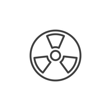 Radyasyon tehlike çizgisi simgesi. Mobil konsept ve web tasarımı için doğrusal biçim işareti. Toksik, nükleer taslak vektör ikonu. Radyoaktif sembol, logo çizimi. Vektör grafikleri