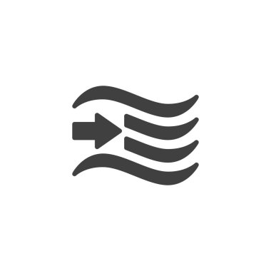 Rüzgar yönü vektör simgesi. Mobil konsept ve web tasarımı için düz tabela. Rüzgar esintisi simgesi. Rüzgarlı hava sembolü, logo çizimi. Vektör grafikleri