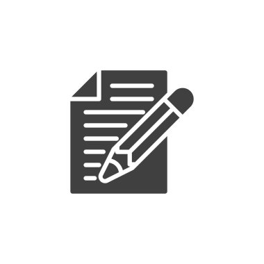 Kağıt belge, vektör simgesi. Mobil konsept ve web tasarımı için düz tabela. Belge simgesini düzenle. Sembol, logo çizimi. Vektör grafikleri