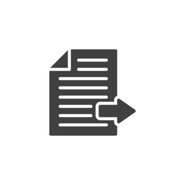 Sonraki sayfa ok vektör simgesi. Mobil konsept ve web tasarımı için düz tabela. Okun sembolü olan belge dosyası. Sembol, logo çizimi. Vektör grafikleri