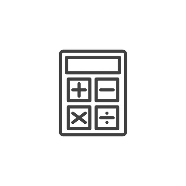 Mathe Taschenrechner Zeilensymbol Lineares Stilschild Für Mobiles Konzept Und Webdesign — Stockvektor